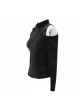 Hasp Collar Off-Shoulder Ribbon Black Punk Irregular Floral Pattern Stretch Knitted Coat