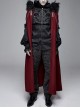 Fur Collar Side Metal Chain Metal Tassels Decoration Wine Red Gothic Cloak