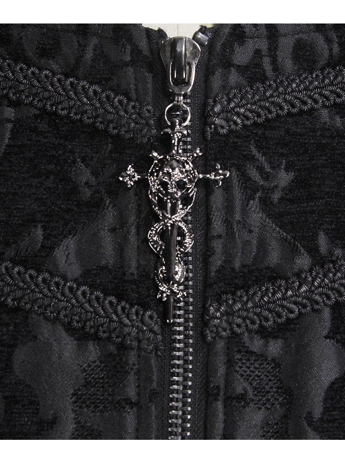 Fur Collar Side Metal Chain Metal Tassels Decoration Wine Red Gothic Cloak