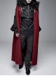 Fur Collar Side Metal Chain Metal Tassels Decoration Wine Red Gothic Cloak