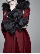 Fur Collar Side Metal Chain Metal Tassels Decoration Wine Red Gothic Cloak