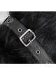 Big Fur Collar Metal Buckle Leather Hasp Cuff Black Gothic Maxi Coat