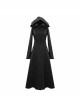 Big Fur Collar Metal Buckle Leather Hasp Cuff Black Gothic Maxi Coat