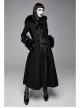 Big Fur Collar Metal Buckle Leather Hasp Cuff Black Gothic Maxi Coat