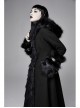 Big Fur Collar Metal Buckle Leather Hasp Cuff Black Gothic Maxi Coat