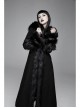Big Fur Collar Metal Buckle Leather Hasp Cuff Black Gothic Maxi Coat