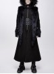 Front Metal Retro Button False Waist Closure Black Gothic Double-Sided Wool Maxi Coat