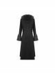 Front Metal Retro Button False Waist Closure Black Gothic Double-Sided Wool Maxi Coat