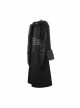 Front Metal Retro Button False Waist Closure Black Gothic Double-Sided Wool Maxi Coat