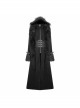 Front Metal Retro Button False Waist Closure Black Gothic Double-Sided Wool Maxi Coat
