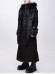 Front Metal Retro Button False Waist Closure Black Gothic Double-Sided Wool Maxi Coat