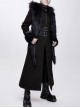 Front Metal Retro Button False Waist Closure Black Gothic Double-Sided Wool Maxi Coat