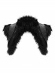 Fur Collar Shoulder Leather Hasp Front Metal Button Black Punk Double-Sided Wool Coat