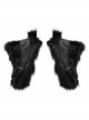 Fur Collar Shoulder Leather Hasp Front Metal Button Black Punk Double-Sided Wool Coat