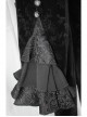 Men High Collar Front Chest Lace Frill Metal Retro Button Flare Cuff Black Gothic Jacquard Velvet Coat
