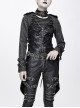 Metal Hasp High Collar Front Chest Splice Broken Holes Mesh Lace-Up Black Punk Coat