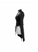 Metal Hasp High Collar Front Chest Splice Broken Holes Mesh Lace-Up Black Punk Coat