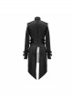 Metal Hasp High Collar Front Chest Splice Broken Holes Mesh Lace-Up Black Punk Coat
