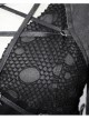Metal Hasp High Collar Front Chest Splice Broken Holes Mesh Lace-Up Black Punk Coat