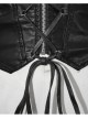 Metal Hasp High Collar Front Chest Splice Broken Holes Mesh Lace-Up Black Punk Coat
