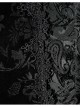Women High Collar Front Chest Lace Frill Metal Retro Button Flare Cuff Black Gothic Jacquard Velvet Coat