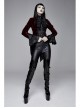 Women High Collar Front Chest Lace Frill Metal Retro Button Flare Cuff Wine Red Gothic Jacquard Velvet Coat