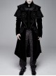 Stand-Up Collar Waist Hand Embroidered Cross Rivet Black Gothic Weft Velveteen Coat