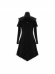 Stand-Up Collar Waist Hand Embroidered Cross Rivet Black Gothic Weft Velveteen Coat