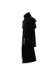 Stand-Up Collar Waist Hand Embroidered Cross Rivet Black Gothic Weft Velveteen Coat