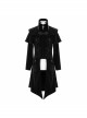 Stand-Up Collar Waist Hand Embroidered Cross Rivet Black Gothic Weft Velveteen Coat
