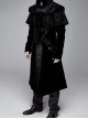 Stand-Up Collar Waist Hand Embroidered Cross Rivet Black Gothic Weft Velveteen Coat
