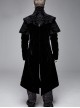 Stand-Up Collar Waist Hand Embroidered Cross Rivet Black Gothic Weft Velveteen Coat