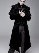 Stand-Up Collar Waist Hand Embroidered Cross Rivet Black Gothic Weft Velveteen Coat