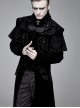 Stand-Up Collar Waist Hand Embroidered Cross Rivet Black Gothic Weft Velveteen Coat