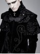 Stand-Up Collar Waist Hand Embroidered Cross Rivet Black Gothic Weft Velveteen Coat