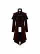 Stand-Up Collar Waist Hand Embroidered Cross Rivet Wine Red Gothic Weft Velveteen Coat