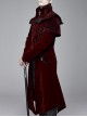 Stand-Up Collar Waist Hand Embroidered Cross Rivet Wine Red Gothic Weft Velveteen Coat
