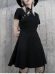 Steam Punk Female Casual Black High Waist Metal Buckle Elastic Dress