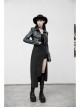Steam Punk Female Black Belted Strap Detachable Collar Long Dress