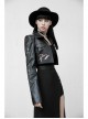 Steam Punk Female Black Belted Strap Detachable Collar Long Dress