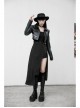 Steam Punk Female Black Belted Strap Detachable Collar Long Dress