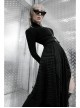 Steam Punk Female Black Fishnet Mesh Stitching Irregular Hem Long Skirt