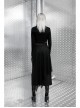 Steam Punk Female Black Fishnet Mesh Stitching Irregular Hem Long Skirt
