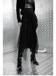 Steam Punk Female Black Fishnet Mesh Stitching Irregular Hem Long Skirt