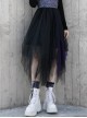 Steam Punk Female Casual Loose Dark Mesh Stitching Long Skirt