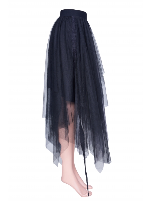 Steam Punk Female Casual Loose Dark Mesh Stitching Long Skirt