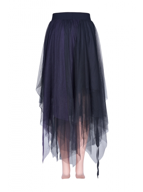 Steam Punk Female Casual Loose Dark Mesh Stitching Long Skirt