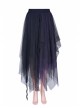 Steam Punk Female Casual Loose Dark Mesh Stitching Long Skirt
