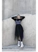 Steam Punk Female Casual Loose Dark Mesh Stitching Long Skirt