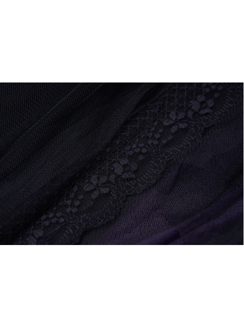 Steam Punk Female Casual Loose Dark Mesh Stitching Long Skirt